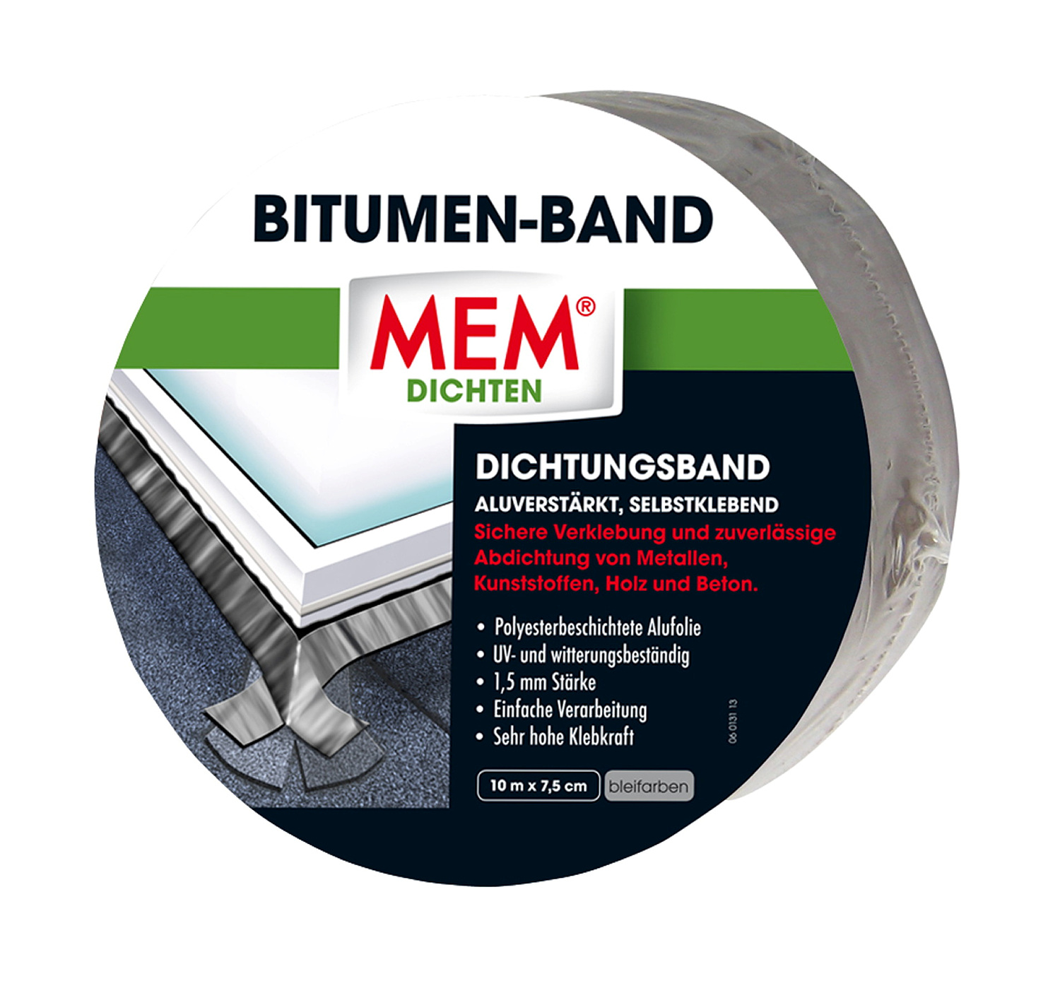 Bitumen-Band blei 7,5 cm x 10 m