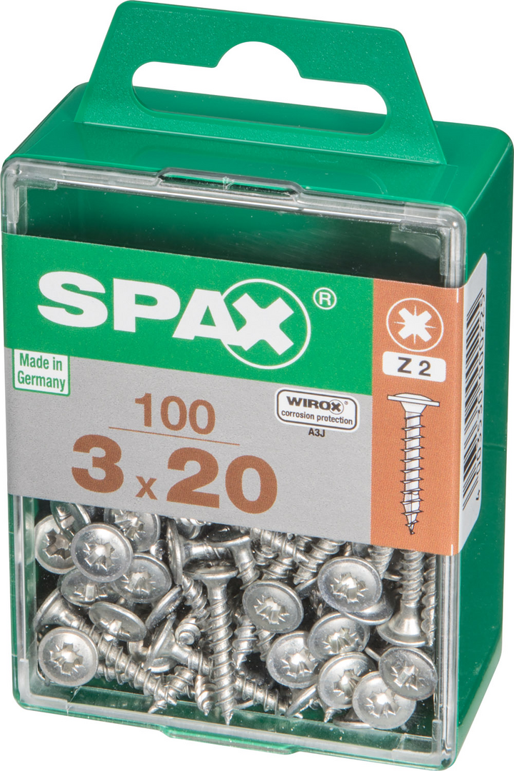 SPAX® Universalschraube Rückwandkopf Kreuzschlitz Z Vollgewinde 3x20 mm 100 Stück