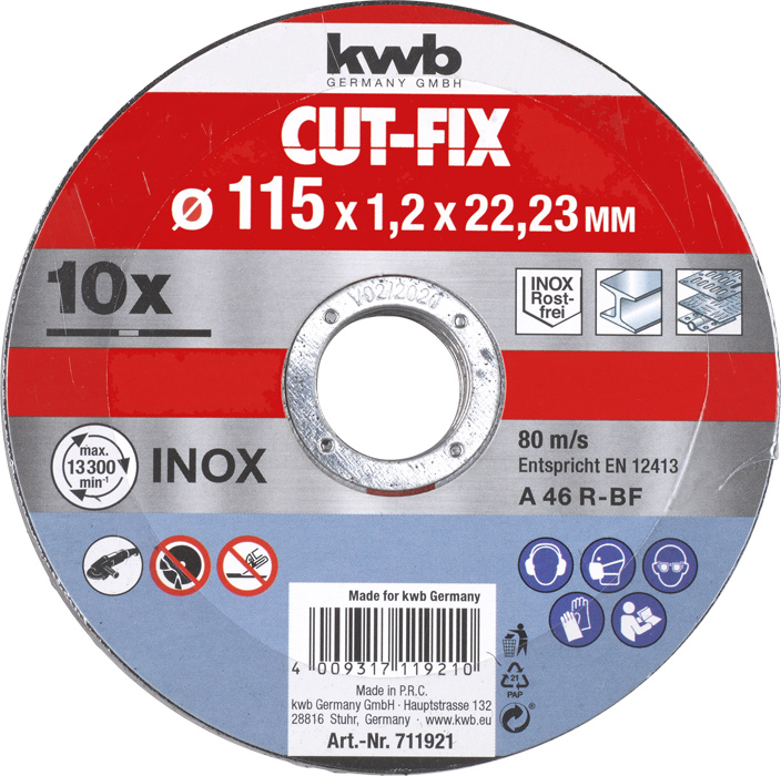 kwb CUT-FIX® Trennscheiben extra dünn, Metallbearbeitung, Sparpack, ø 115 x 22 mm