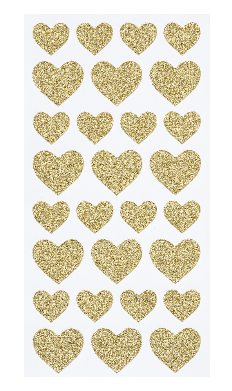 HobbyFun Glitzer-Sticker Herz, Gold