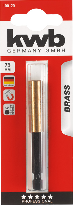 kwb BRASS Bithalter Messinghülse 75 mm, 1/4"