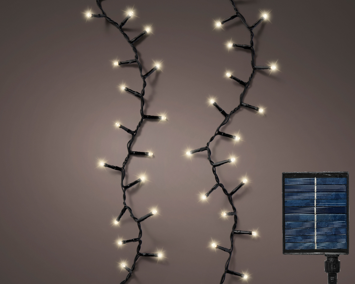 Lumineo LED Solar Lichterkette, Warmweiß, Schwarz, 1100 cm