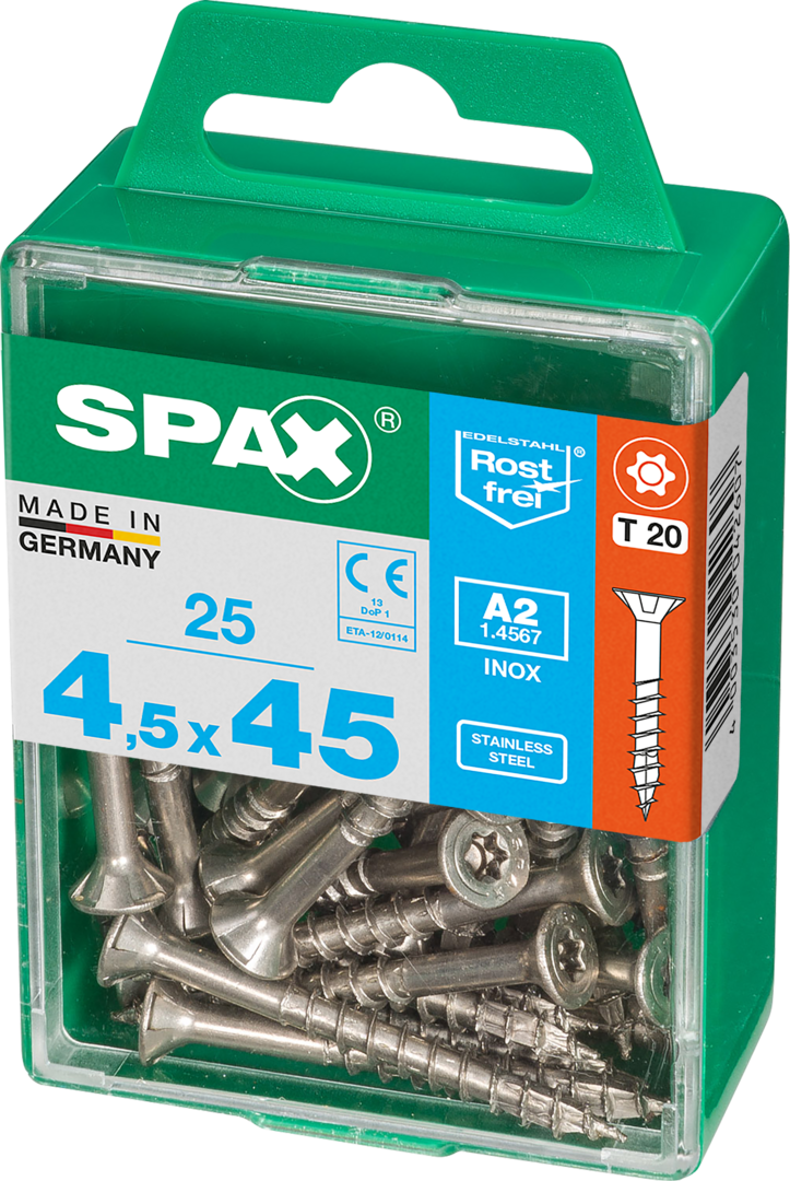 SPAX® Edelstahlschraube Senkkopf T-STAR plus® Teilgewinde 4,5x45 mm 25 Stück