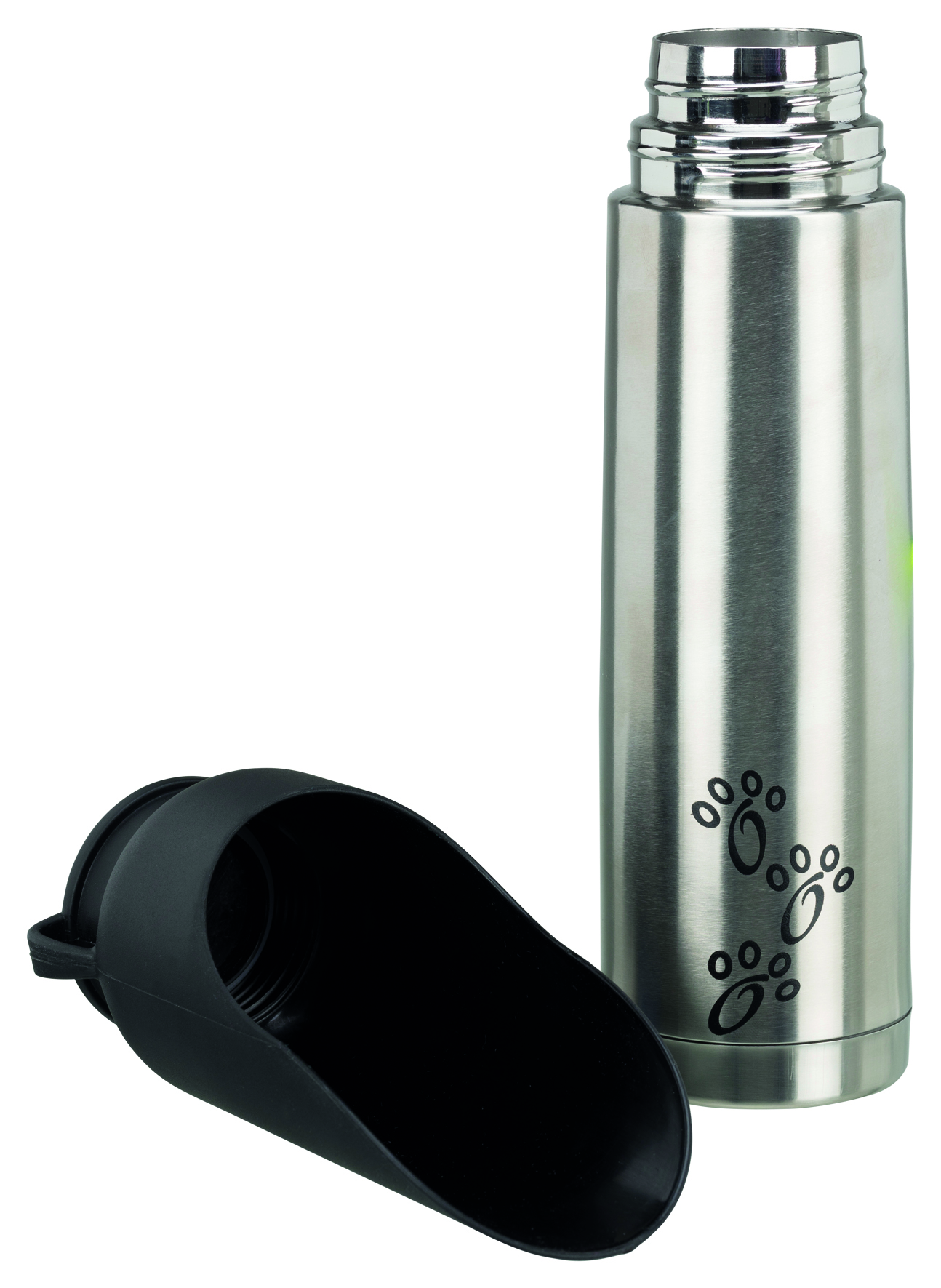 Trixie Thermoflasche mit Trinknapf, 500 ml, silber/schwarz