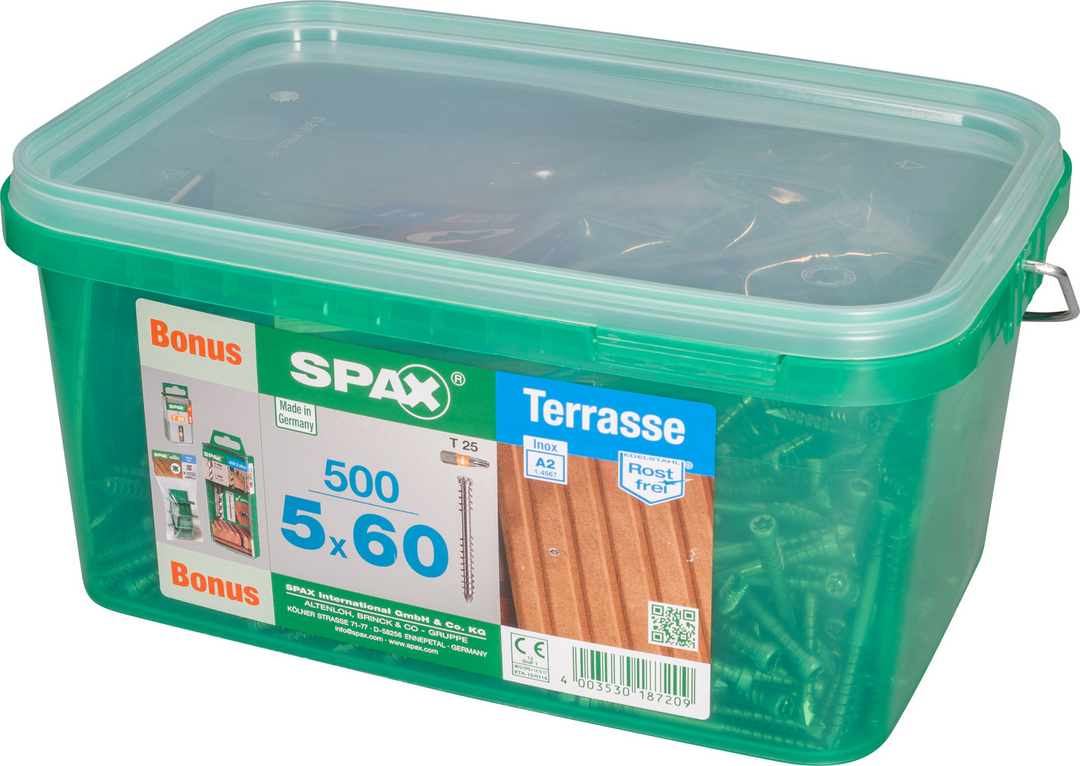 SPAX® Terrassenschraube Bonus-Set Zylinderkopf T-STAR plus® Fixiergewinde 5x60 mm 500 Stück