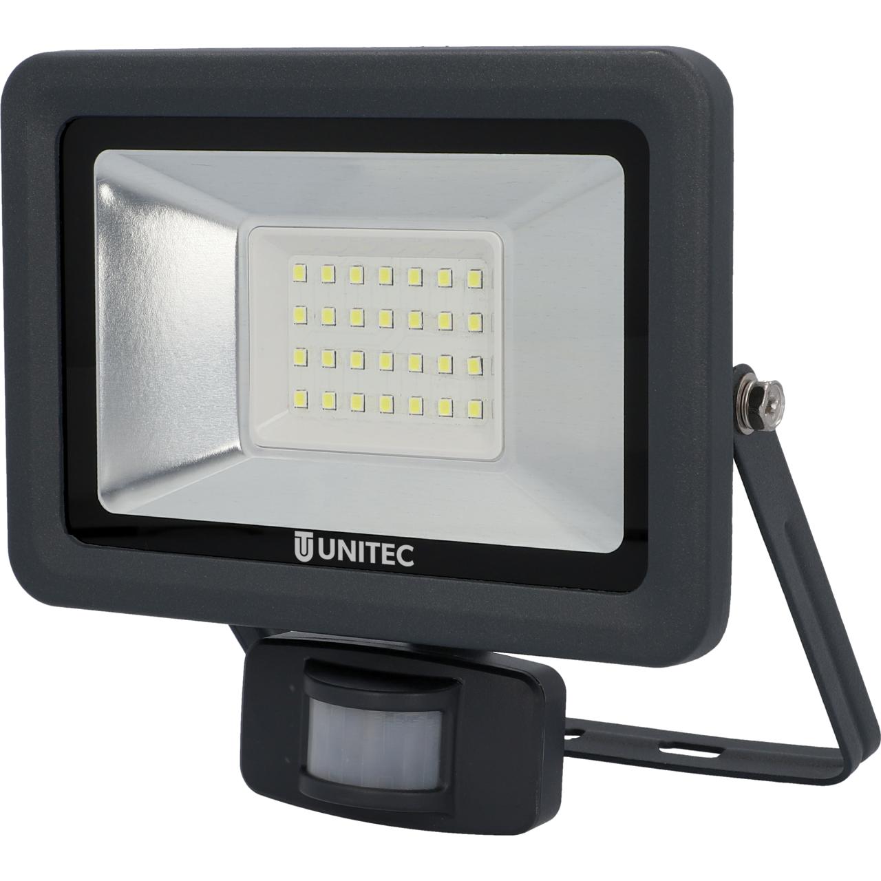 uniTEC LED-Strahler mit Bewegungsmelder 30 W, 6500 K, 2550 lm, IP44, Anthrazit