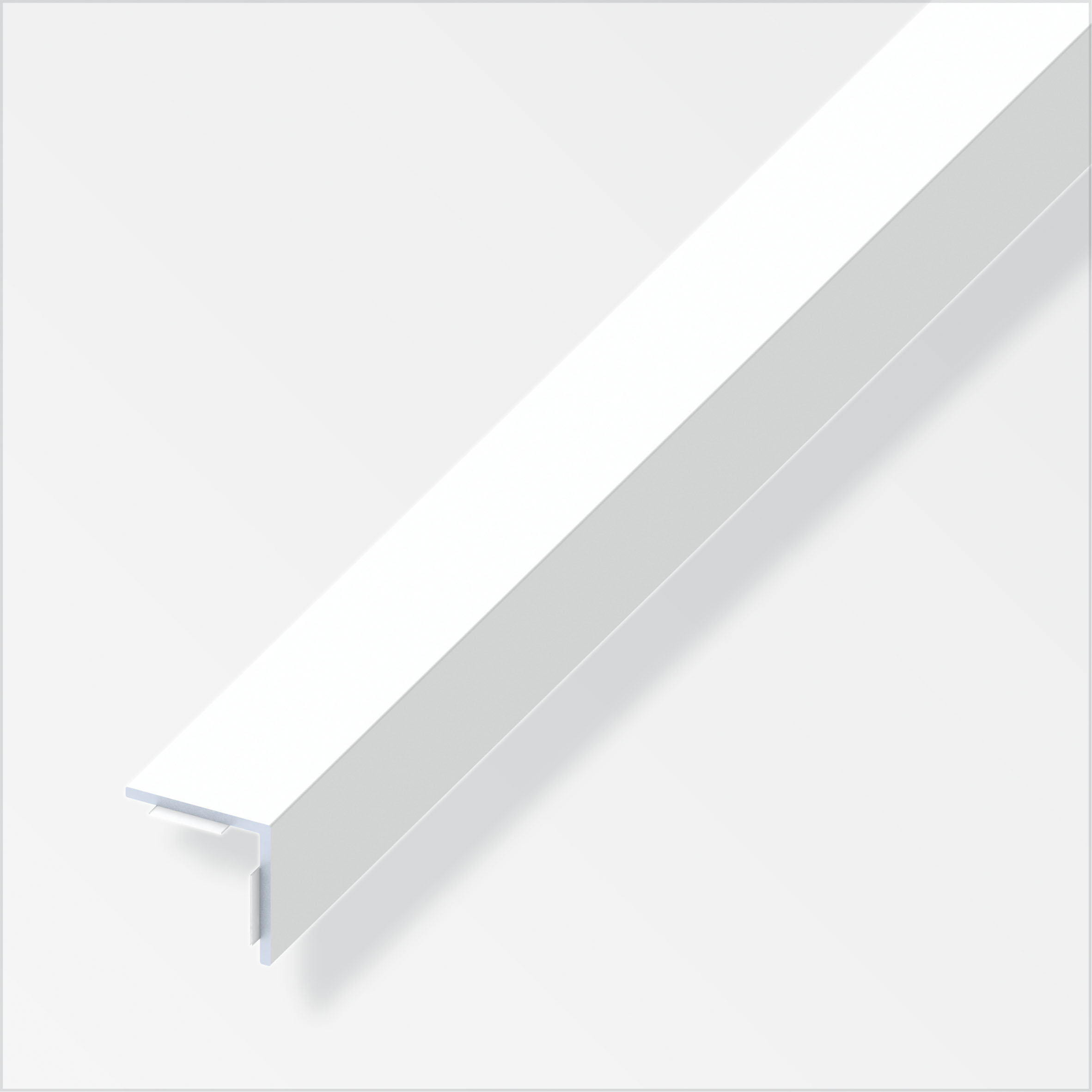 alfer® Winkel gleichschenklig, selbstklebend, Alu pulverbeschichtet, Weiß 1 m, 20 × 20 × 1,5 mm