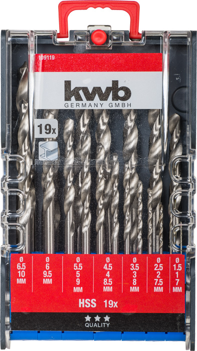 kwb HSS Metallbohrersatz ø 1 - 10 mm, 19-tlg.