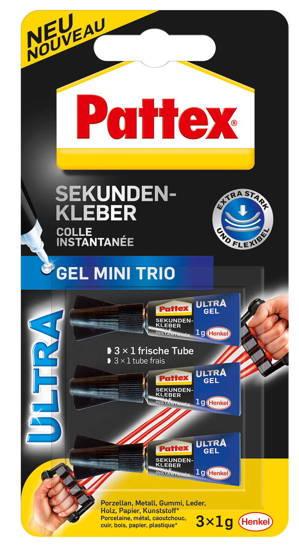 Pattex® Sekundenkleber Mini Trio Gel 3x1 g