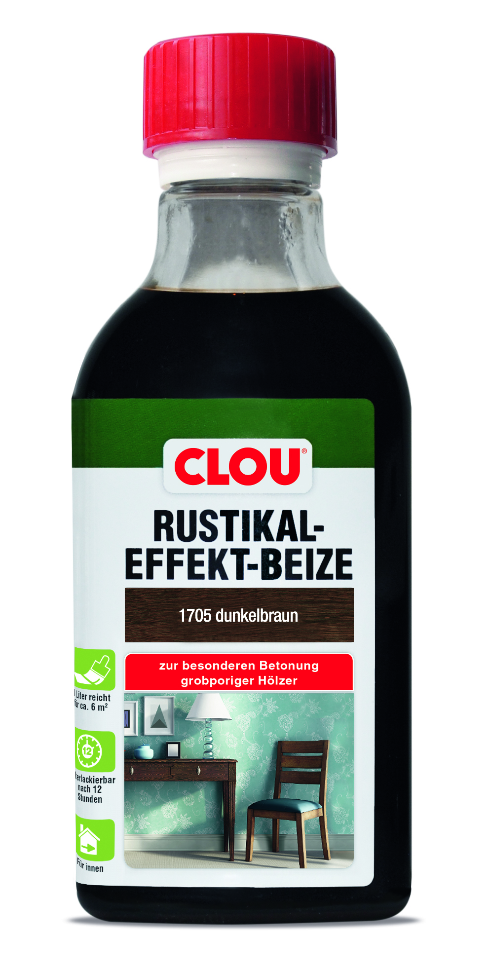 CLOU Rustikal-Effekt-Beize B4, 250 ml - 1705 Dunkelbraun