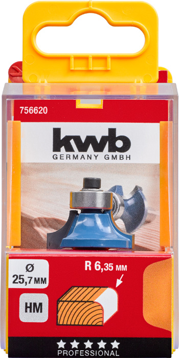 kwb Abrundfräser HM, Ø 25,7 mm, mit Anlaufkugellager