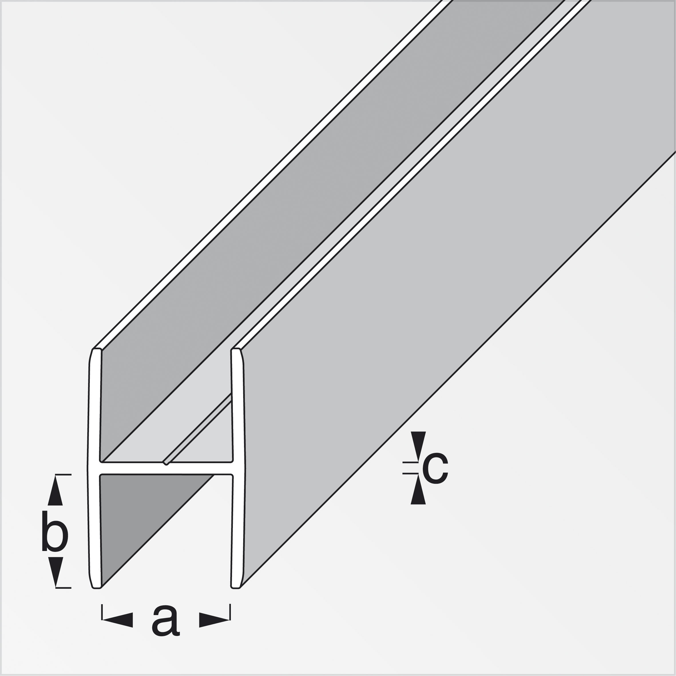 alfer® clampline H-Profil Alu eloxiert, Silber 2 m, 18,9 × 17 × 1,5 mm
