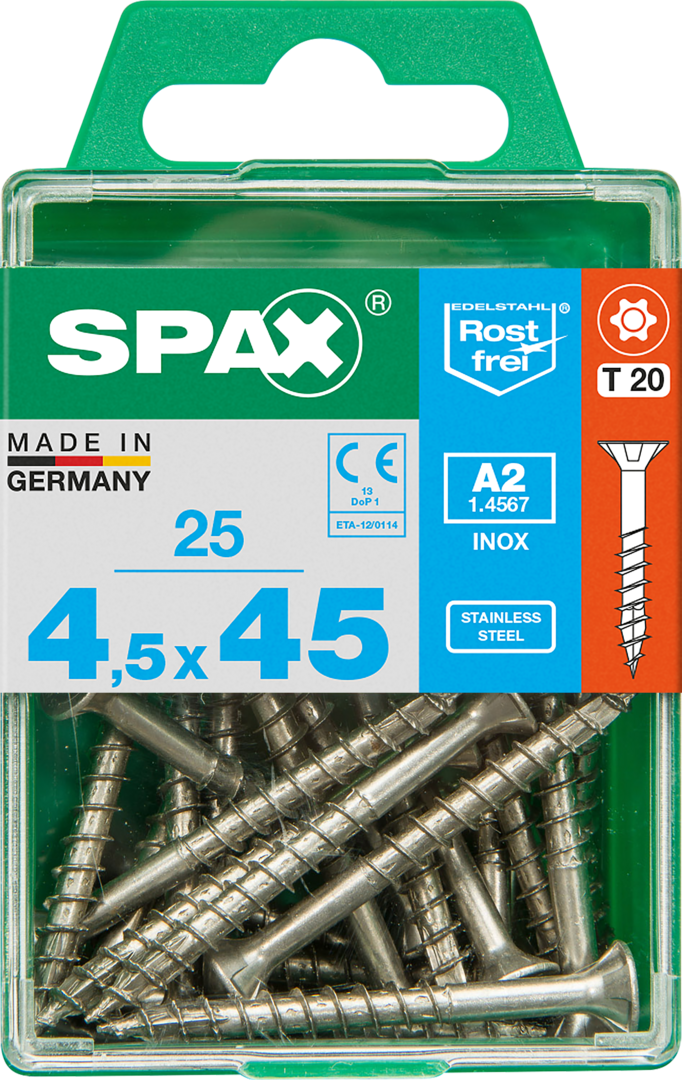 SPAX® Edelstahlschraube Senkkopf T-STAR plus® Teilgewinde 4,5x45 mm 25 Stück