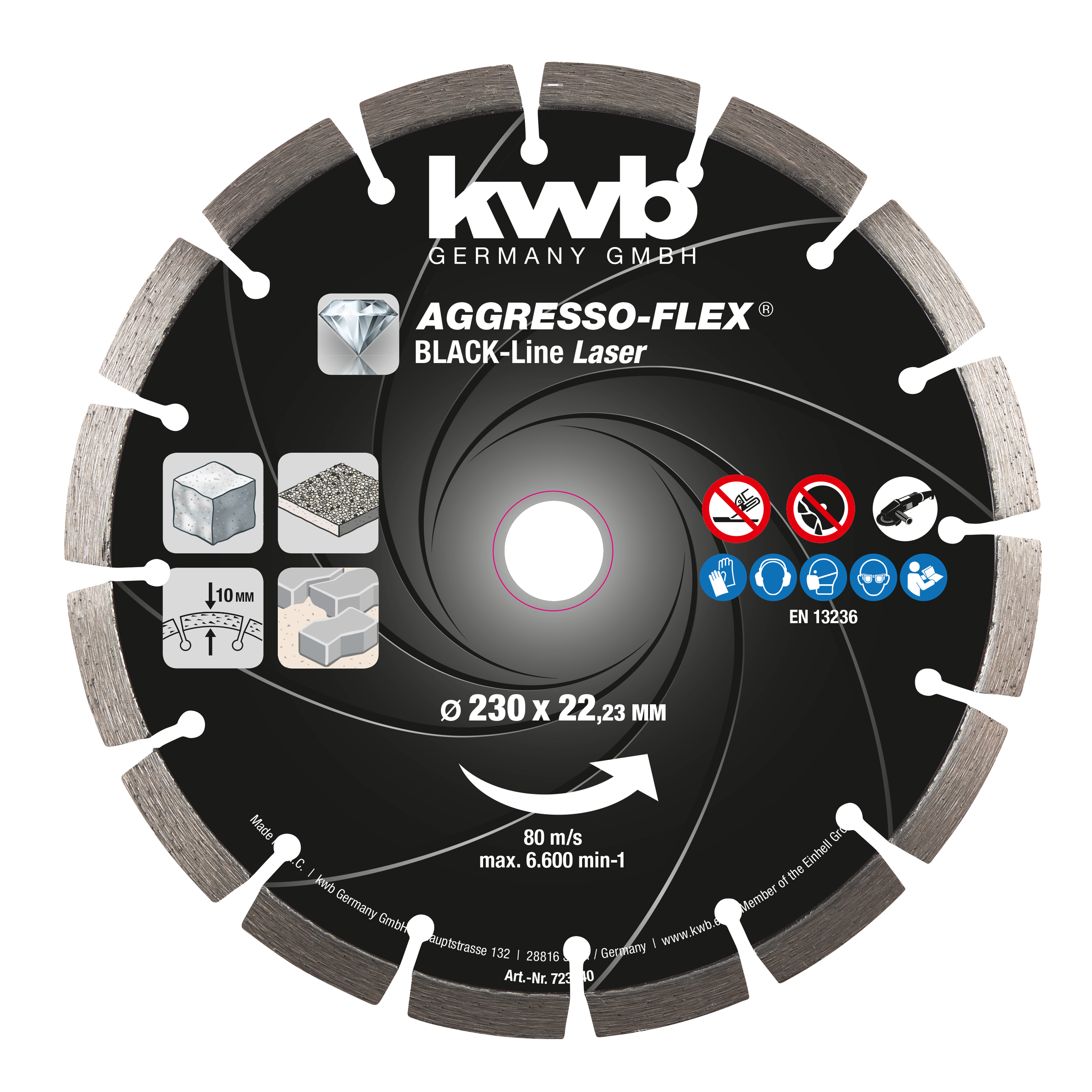 kwb AGGRESSO-FLEX® Black-Line DIAMANT Trennscheiben, ø 230 x 22 mm