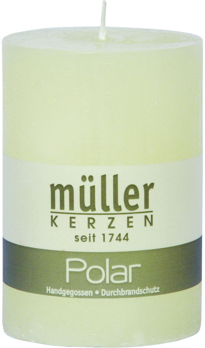 Polar Stumpenkerze mit Raureif-Effekt 100/68 mm Vanille