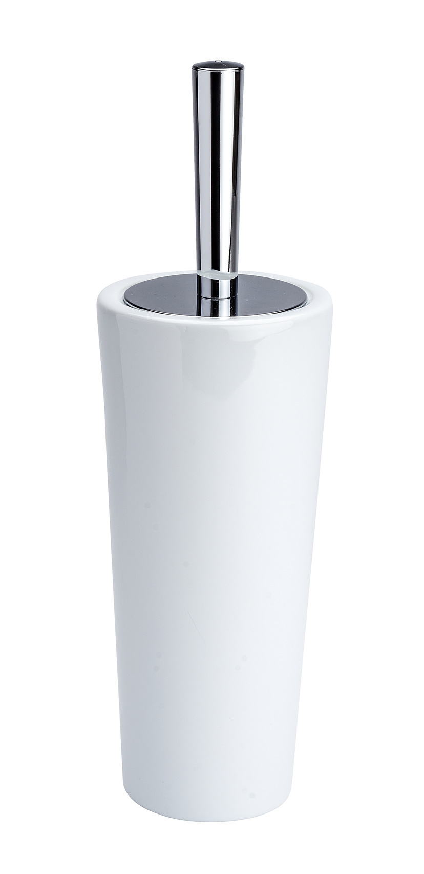 Wenko WC-Garnitur Coni Ø 11,5 x 37 cm, silber glänzend/weiß