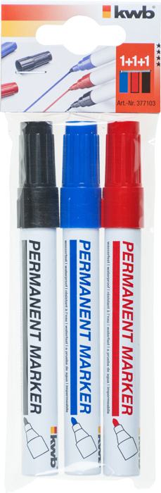 kwb Markierstifte-Set, fein, schwarz/rot/blau, 3 Stk.