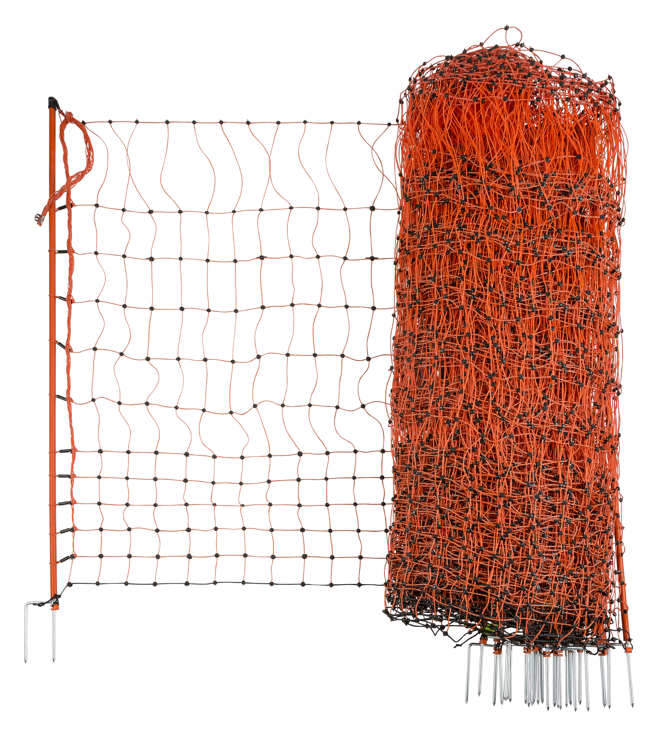 Geflügelnetz elektrifizierbar 50 m x 112 cm Doppelspitze, orange