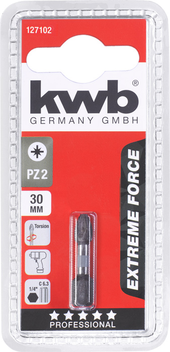 kwb EXTREME FORCE Bits, 30 mm, PZ 2