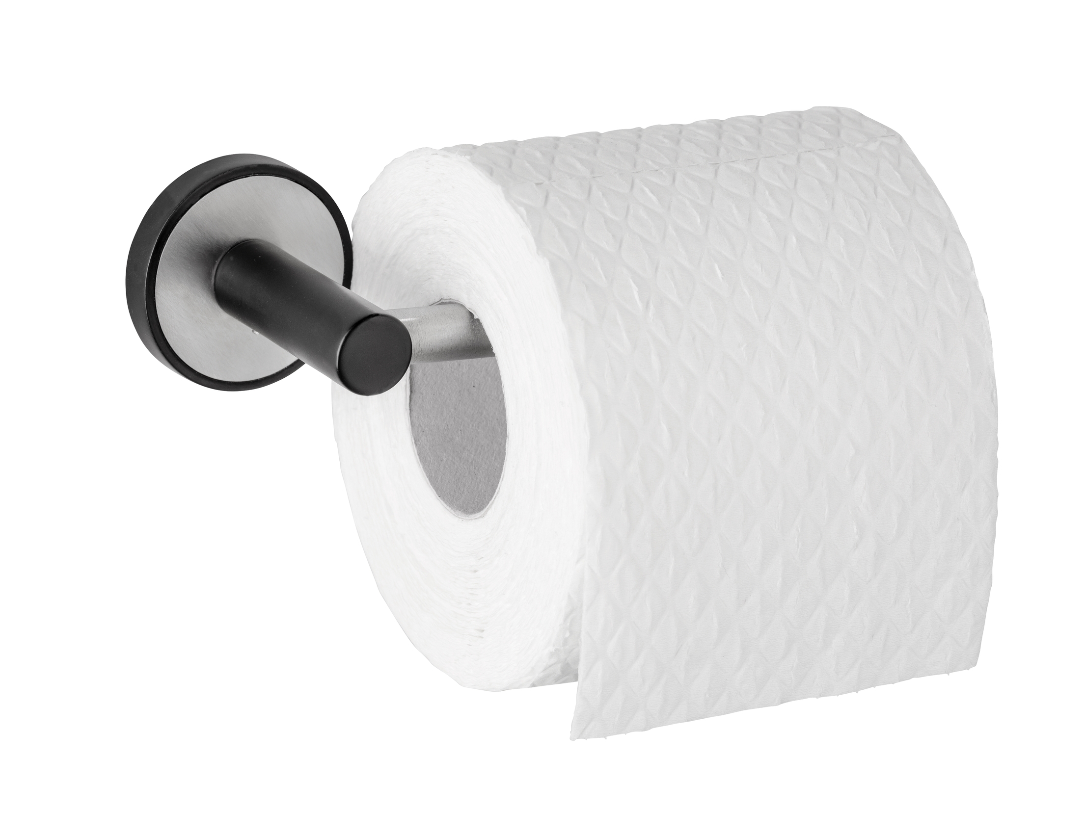 Wenko UV-Loc® Toilettenpapierhalter Udine 17 x 5 x 6 cm, ohne Deckel, silber matt/schwarz. Befestigen ohne bohren
