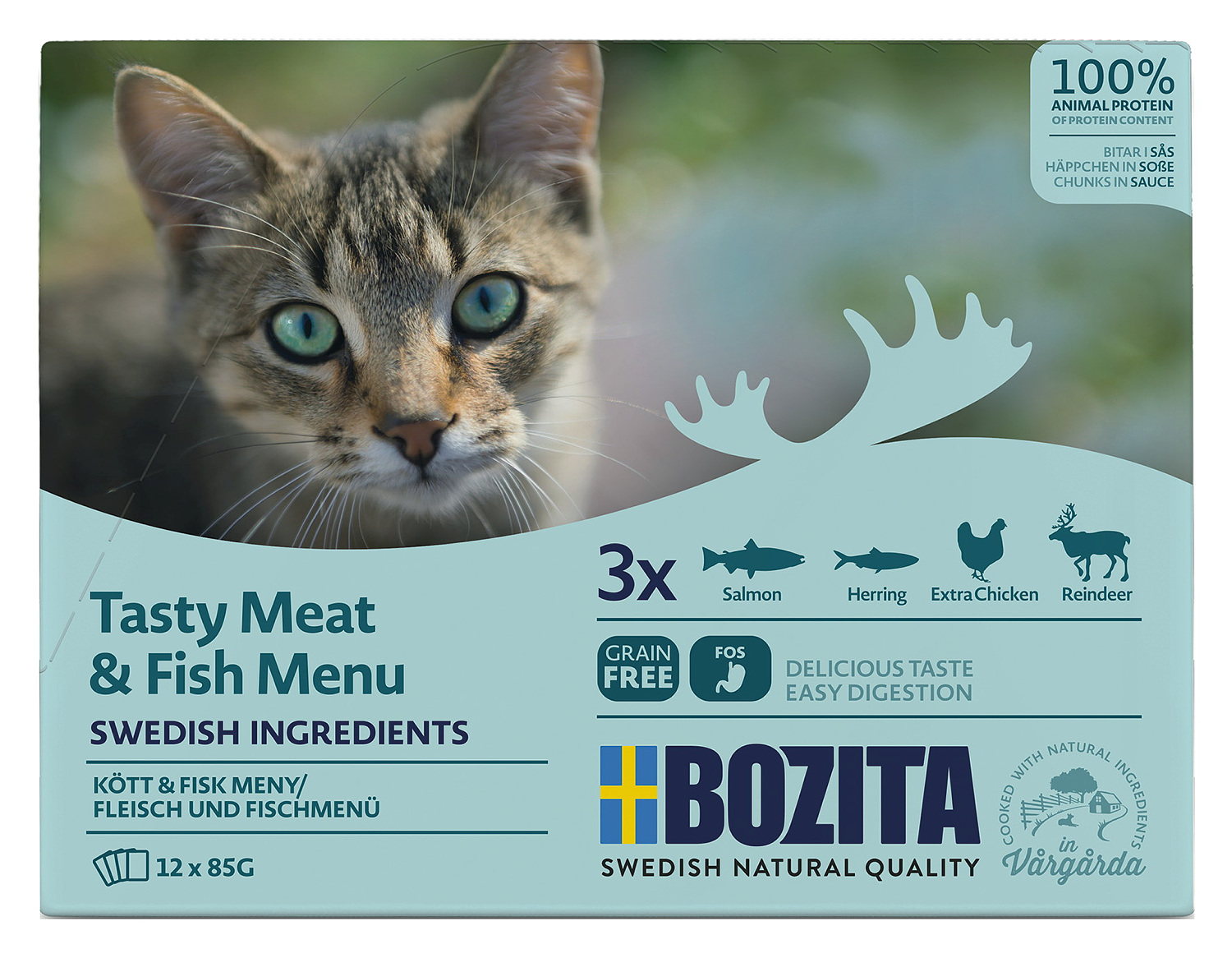 Bozita Fleisch und Fisch Menü-Häppchen in Soße 12 x 85 g