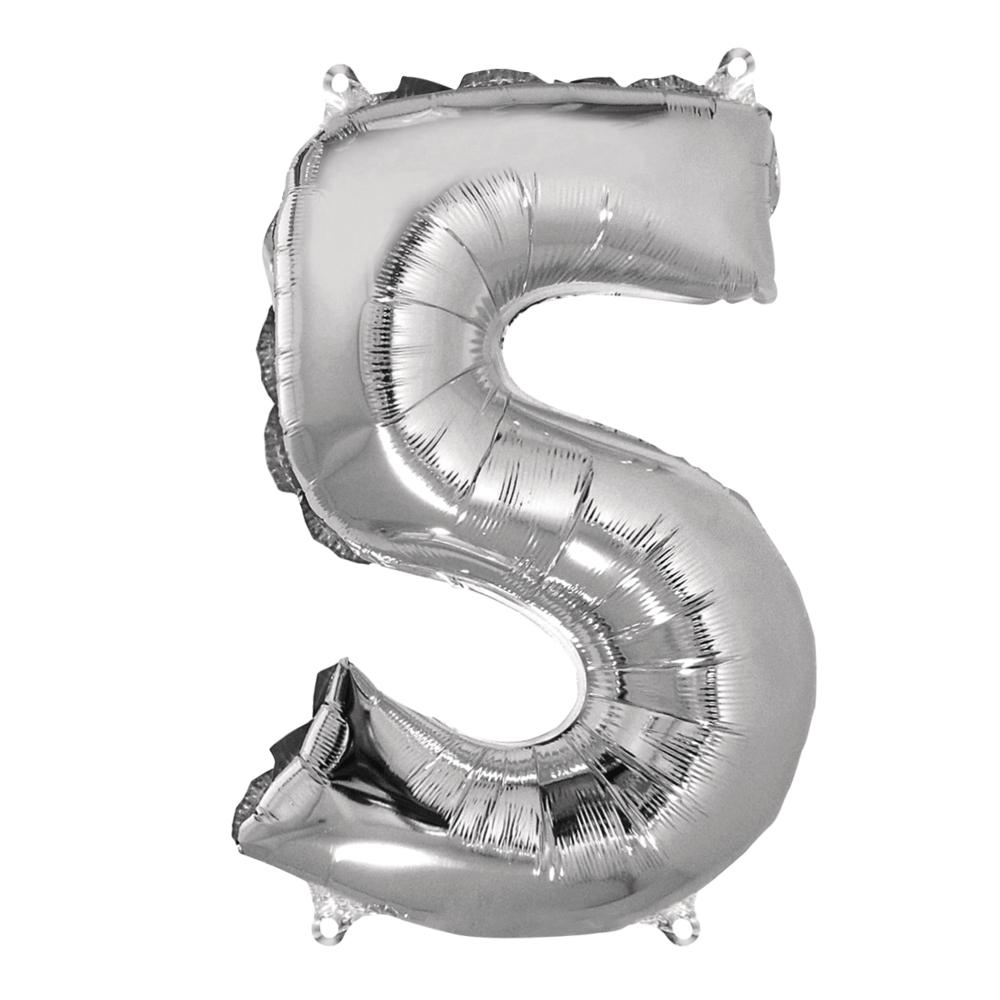 Rayher® Folienballon Zahl "5" Silber