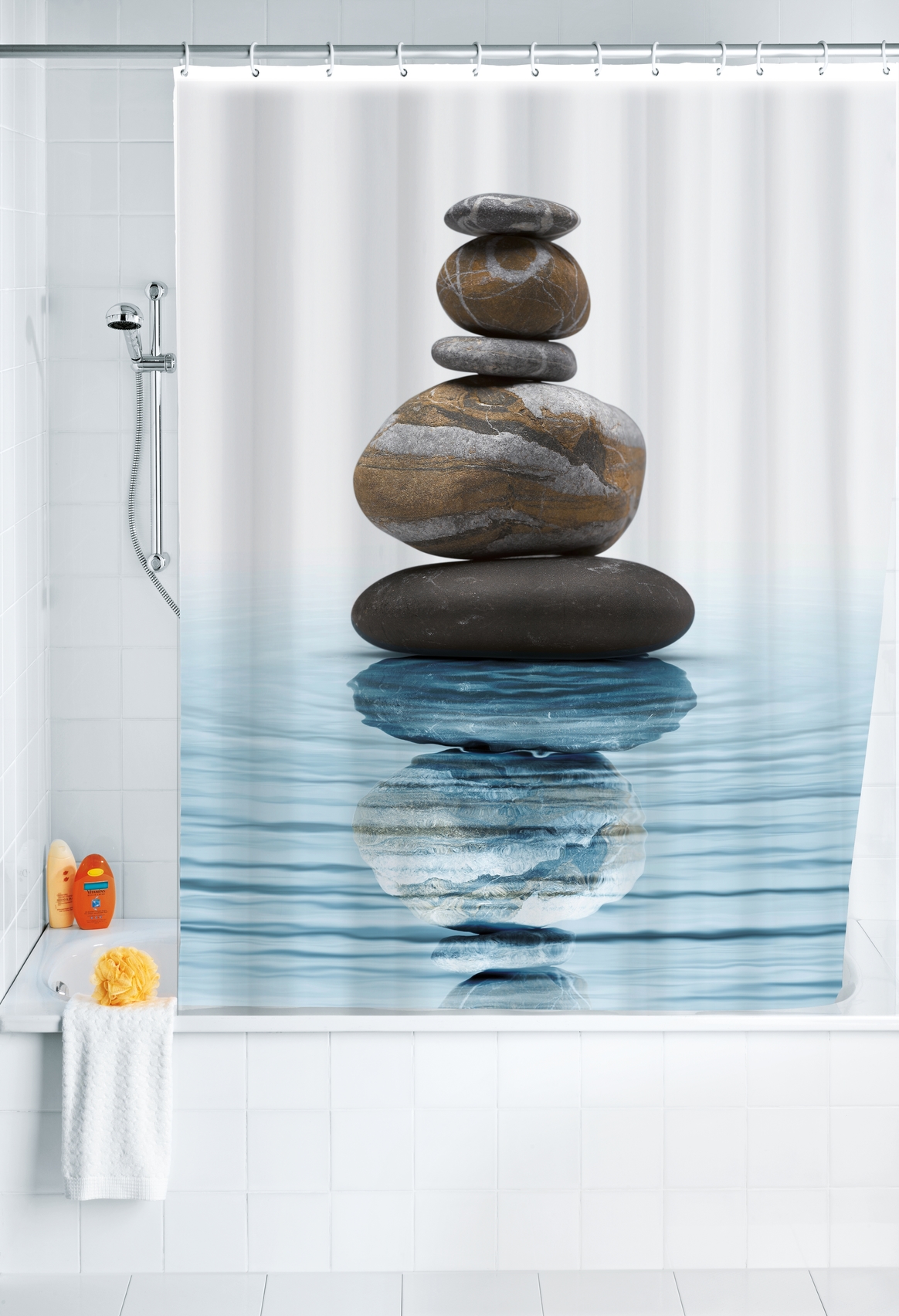 Wenko Meditation Duschvorhang 180 x 200 mm, mehrfarbig