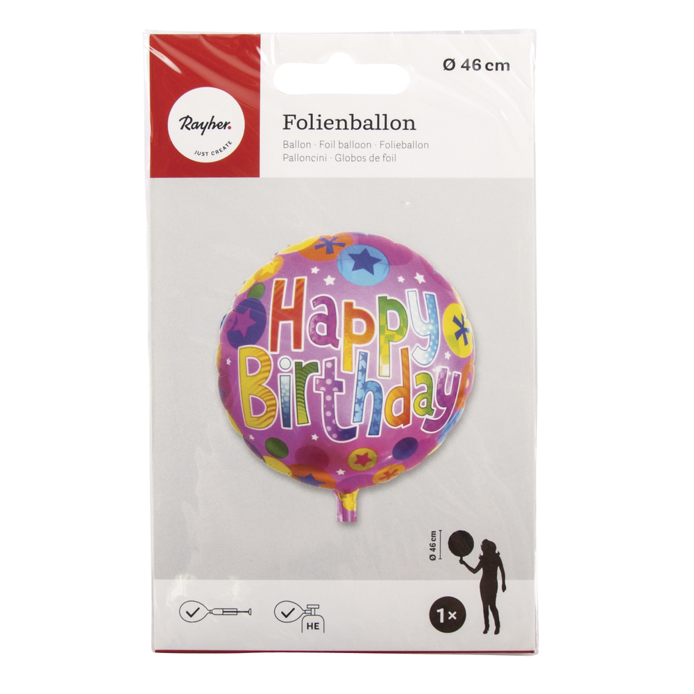 Rayher® Folienballon "Happy Birthday" Ø 46 cm