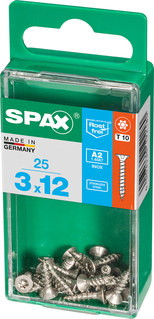 SPAX® Edelstahlschraube Senkkopf T-STAR plus® Vollgewinde 3x12 mm 25 Stück