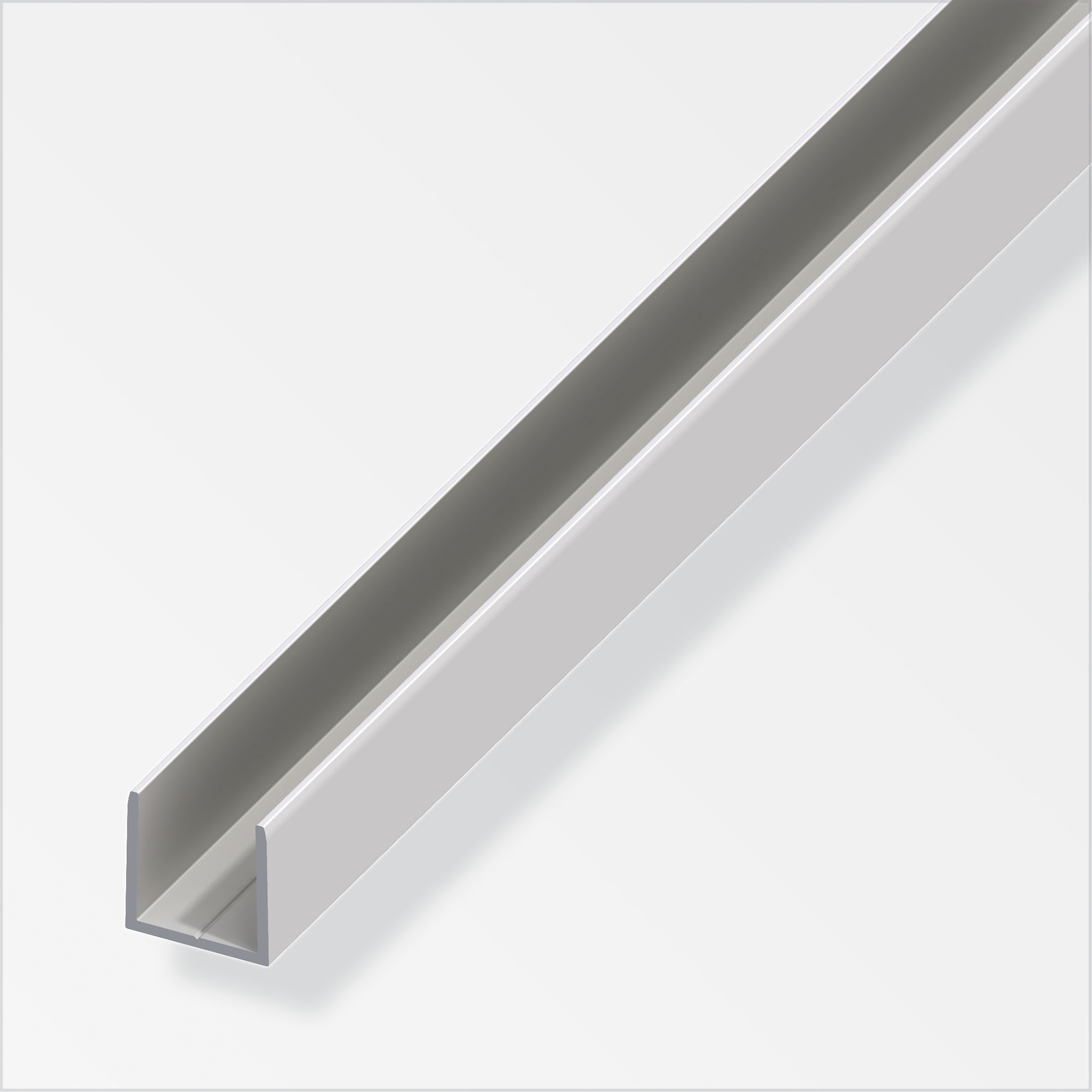 alfer® clampline U-Profil Alu eloxiert, Silber 1 m, 18,9 × 18 × 1,5 mm