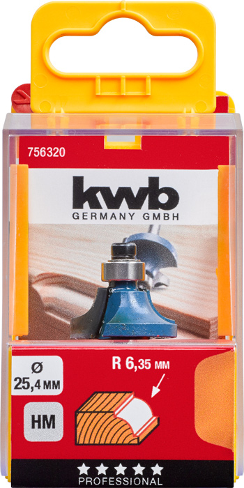 kwb 1/4 Stabfräser HM Ø 25.4 mm, mit Anlaufkugellager, Ø 8 mm Schaft
