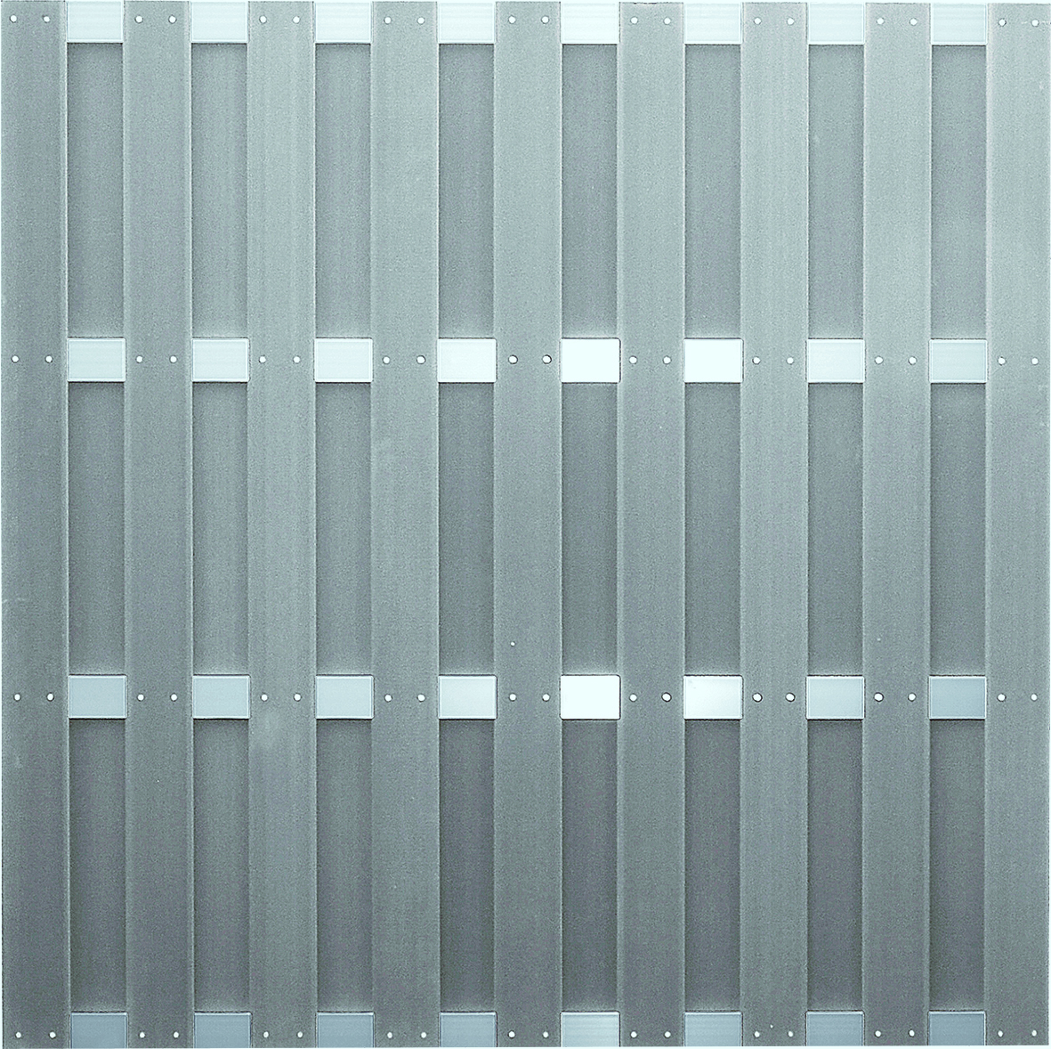 T & J JINAN-WPC-Bretterzaun grau 180 x 180 cm, Querriegel ALU anodisiert