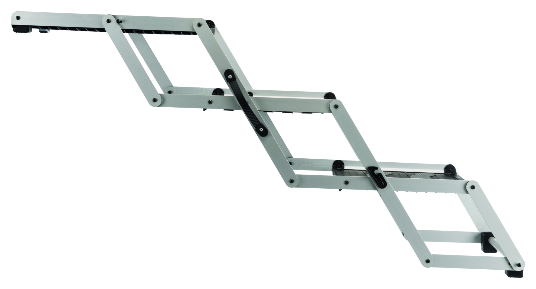 3-stufige Falt-Treppe, Aluminium/TPR, Breite: 37 cm/Höhe: bis zu 57 cm/Tiefe: bis zu 120 cm