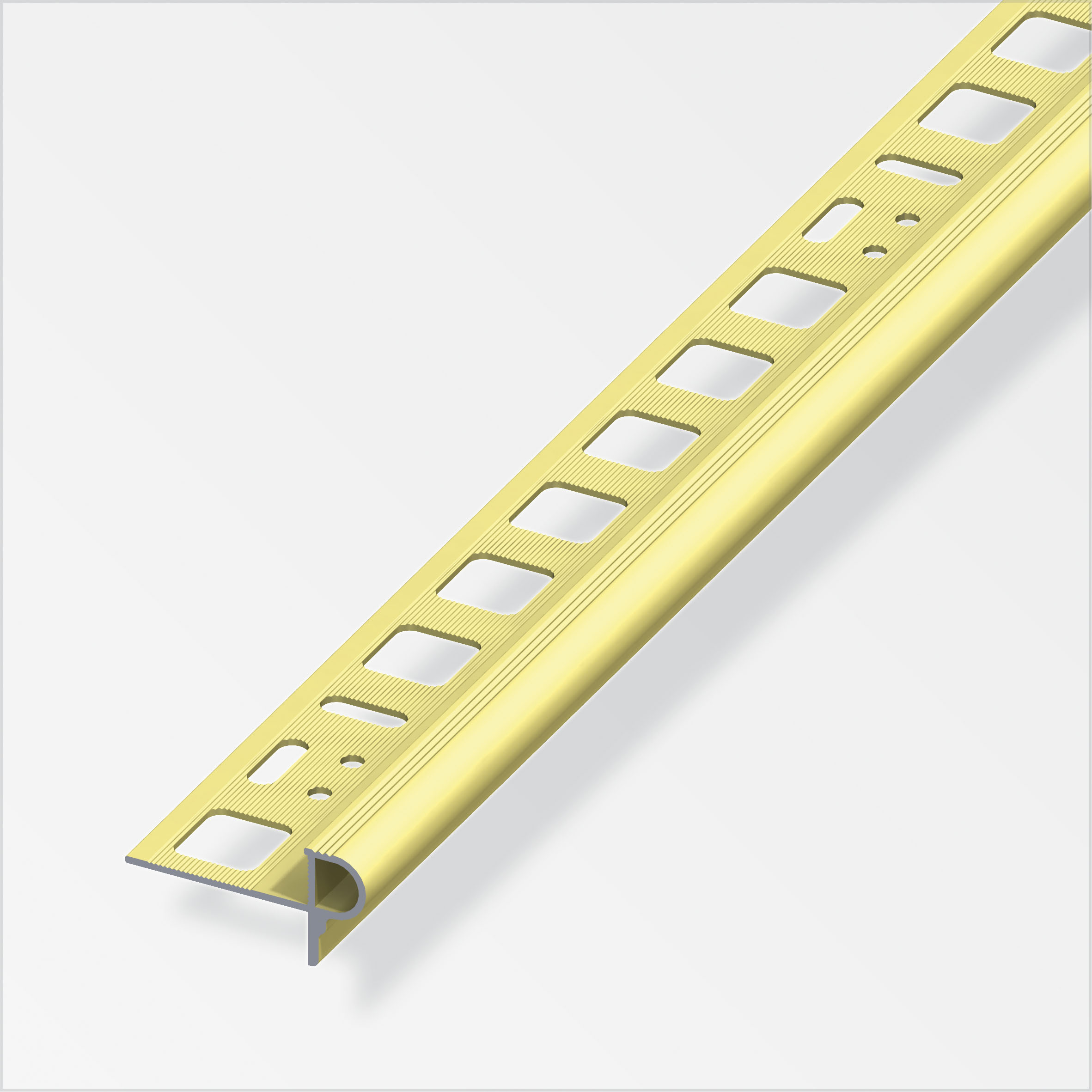 alfer® Treppenkantenprofil ''Florentiner'', Alu eloxiert, Messing 1 m, 8 × 24,5 × 7,5 mm