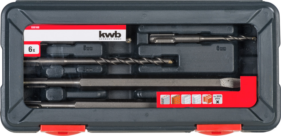 kwb SDS plus Hammer- und Meißelbohrersatz ø 5, 6, 8, 10 mm, 6-tlg.