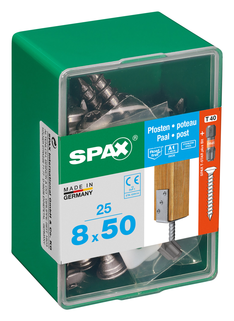 SPAX® Pfostenschraube Zentrierkopf T-STAR plus® Vollgewinde 8x50 mm 25 Stück