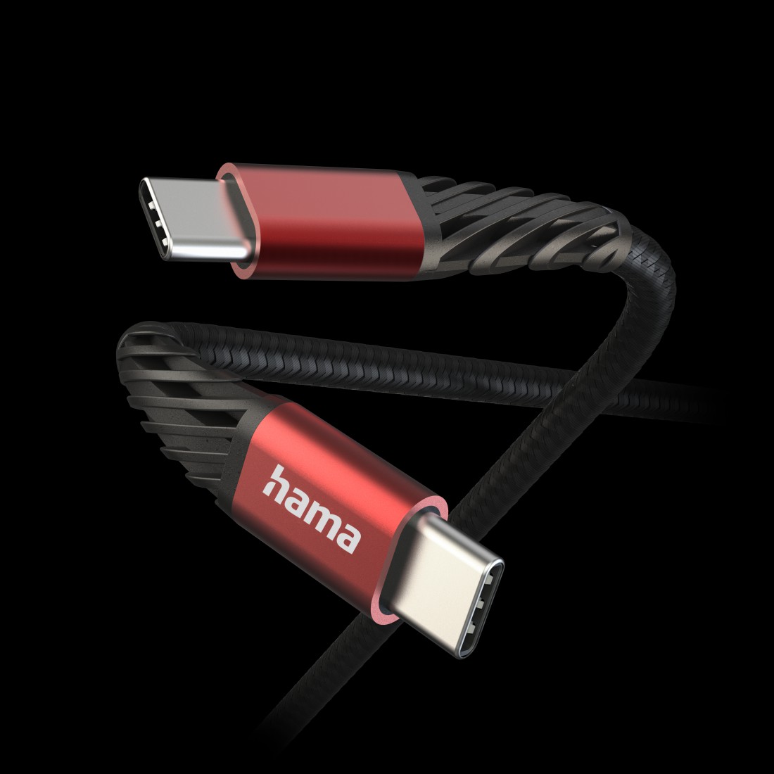 hama Ladekabel "Extreme", USB-C - USB-C, Nylon, Schwarz/Rot, 1,5 m