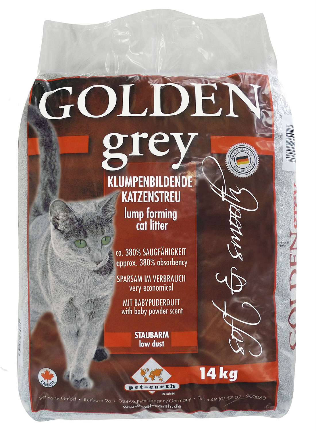 GOLDEN Grey klumpenbildende Katzenstreu 14 kg
