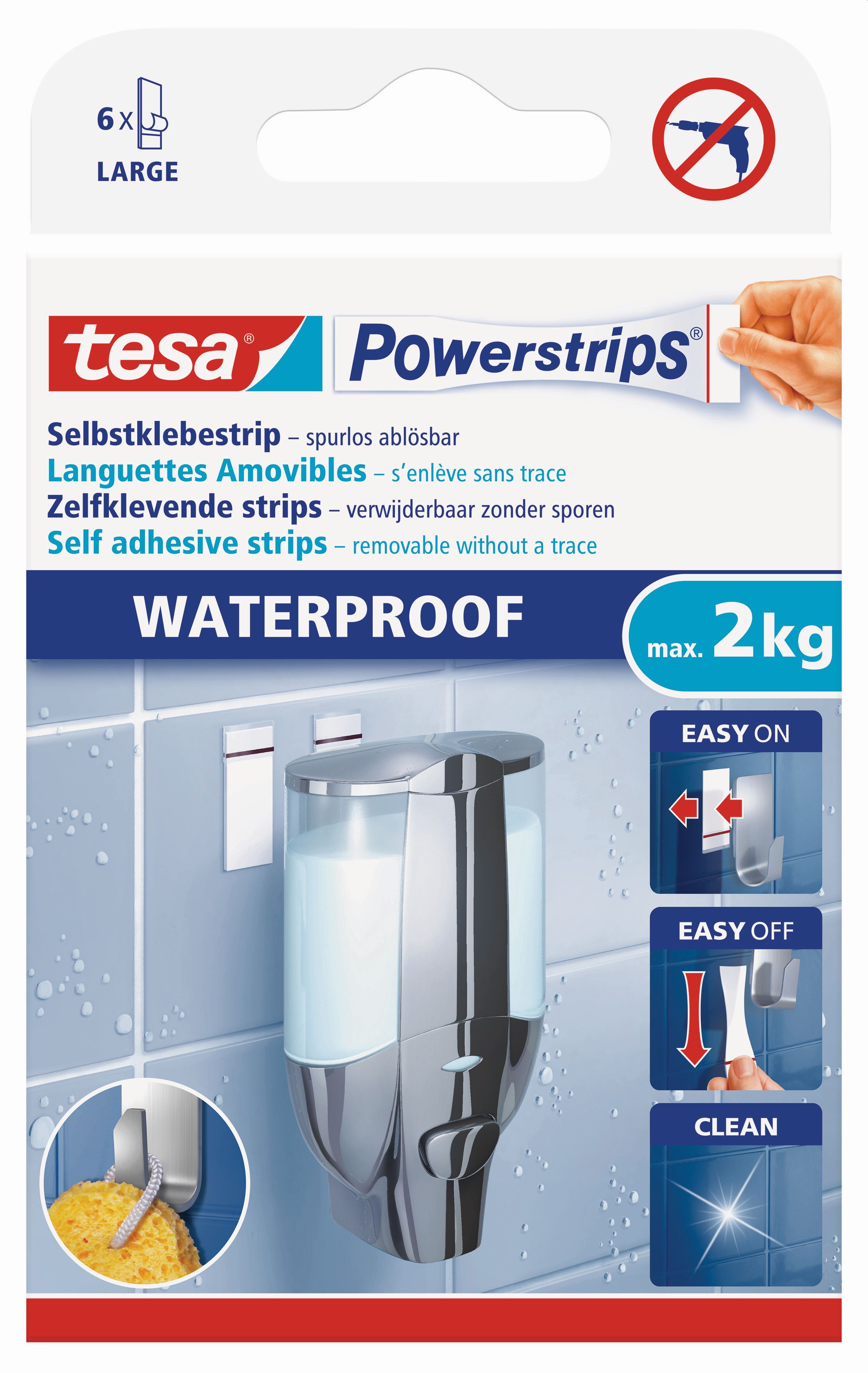 tesa Powerstrips® Doppelseitige Klebestreifen groß, wasserfest (2kg)