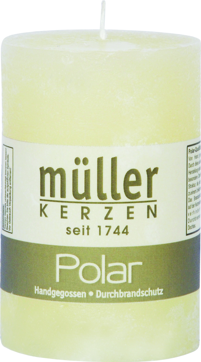 Polar Stumpenkerze mit Raureif-Effekt 90/58 mm Vanille
