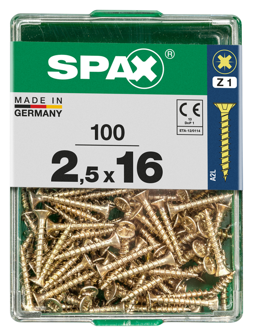 SPAX® Universalschraube Senkkopf Kreuzschlitz Z Vollgewinde 2,5x16 mm 100 Stück