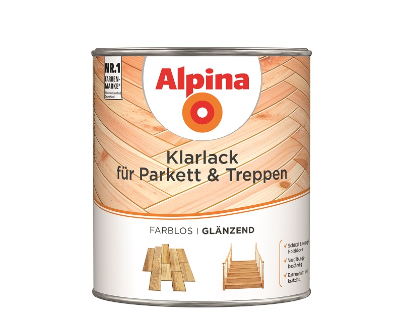 Alpina Klarlack für Parkett und Treppen - Farblos 2 Liter, glänzend