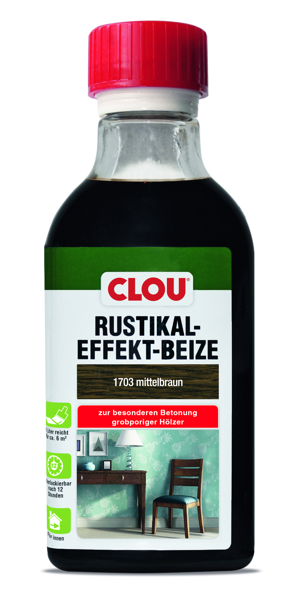 CLOU Rustikal-Effekt-Beize B4, 250 ml - 1703 Mittelbraun