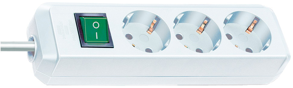 Brennenstuhl Eco-Line, Steckdosenleiste 3-fach (Steckerleiste mit erhöhtem Berührungsschutz, Schalter und 5m Kabel) weiß
