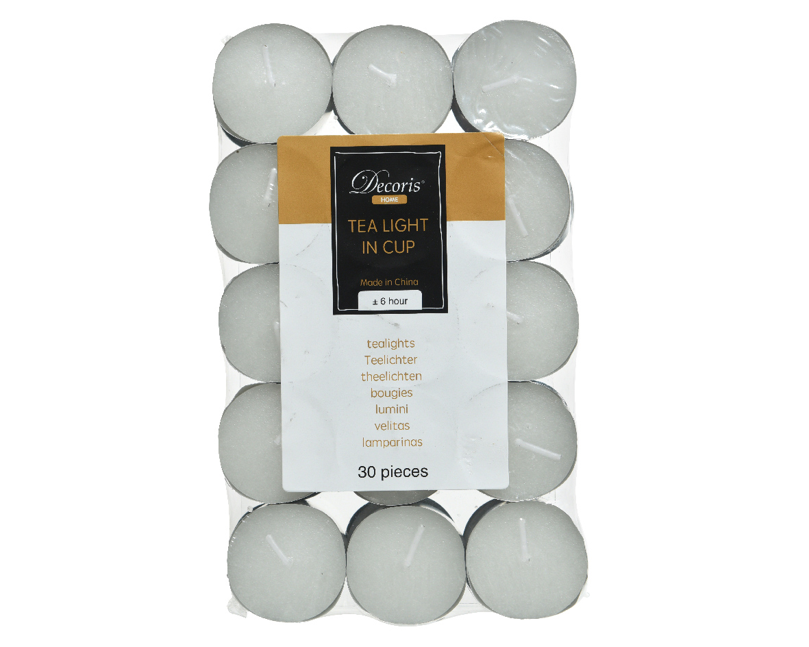 Decoris® Teelichter, Weiß, 30 Stück