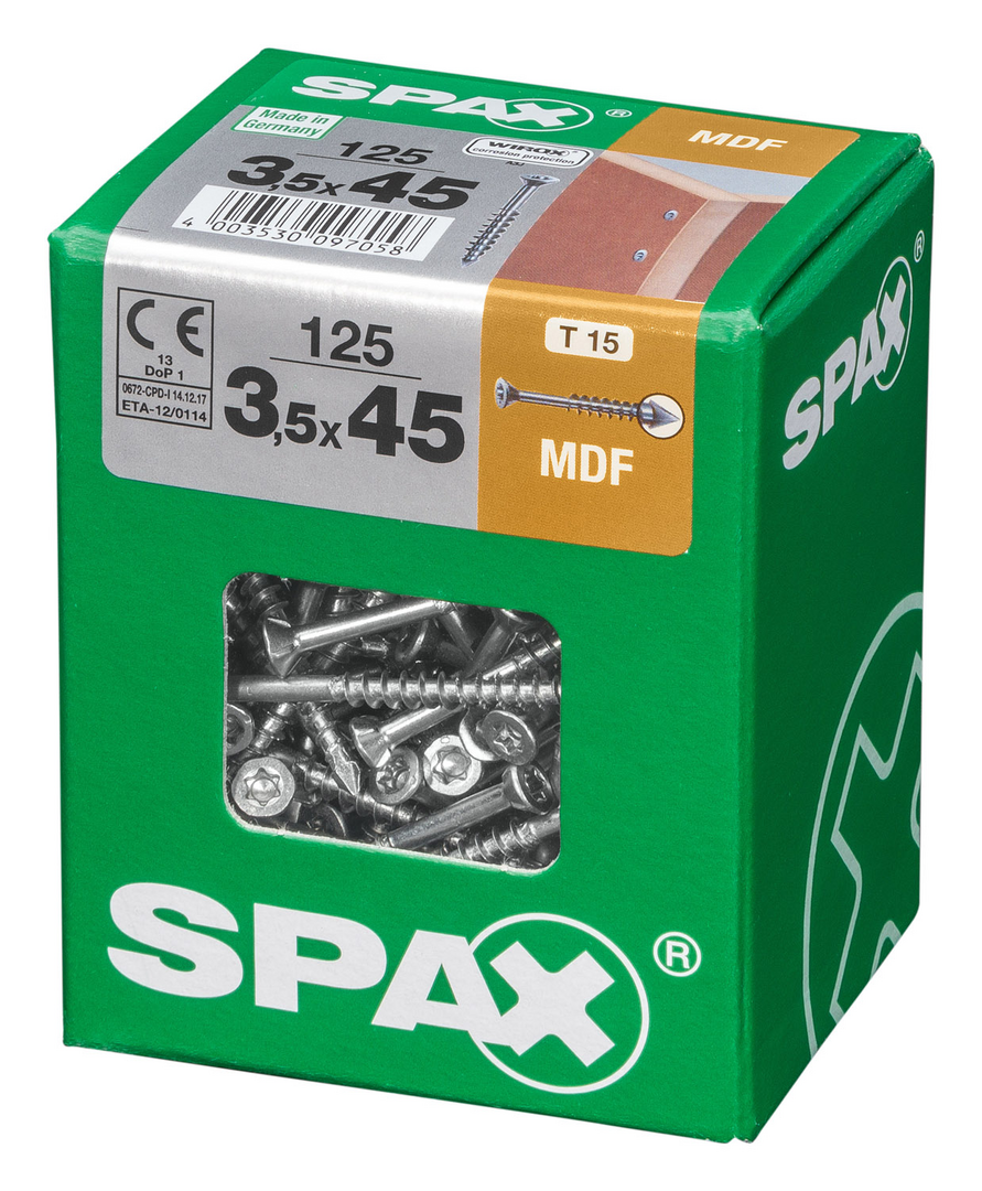 SPAX® MDF-Schraube Senkkopf T-STAR plus® Teilgewinde 3,5x45 mm 125 Stück