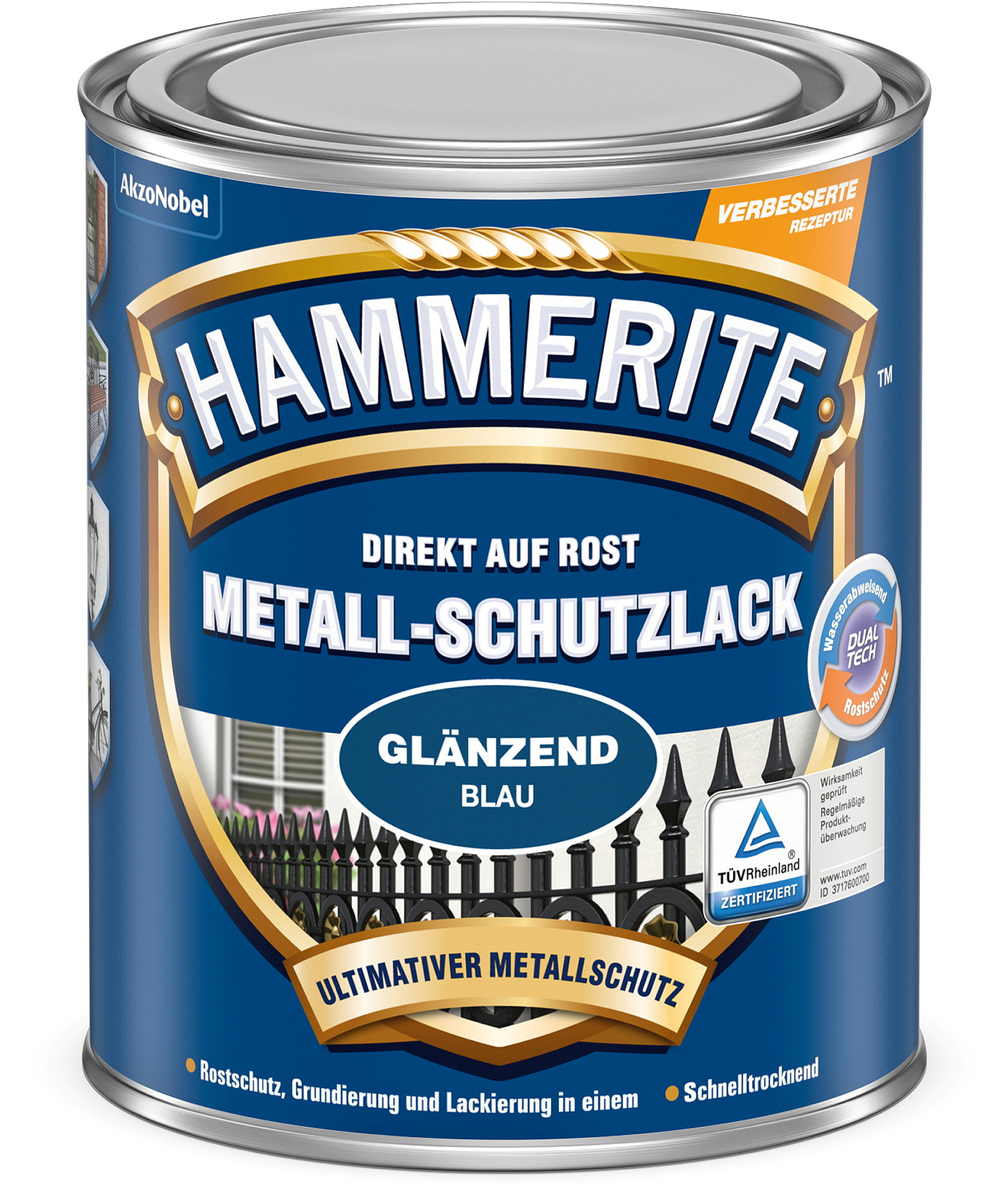 Hammerite Metall-Schutzlack glänzend Blau 250 ml