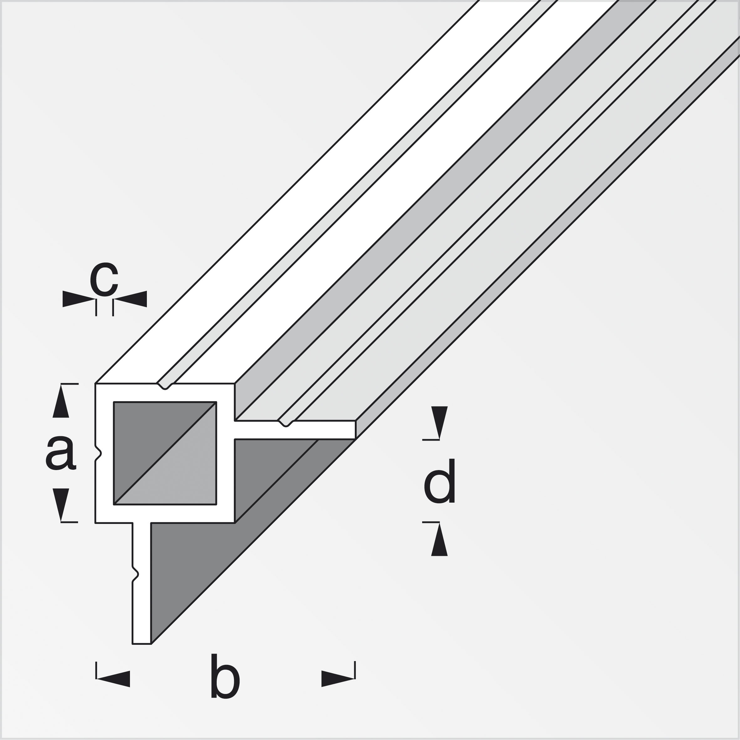 combitech® Vierkantrohr 2 Schenkel versetzt, Alu blank 1 m, 23,5 × 45,5 × 1,5 mm