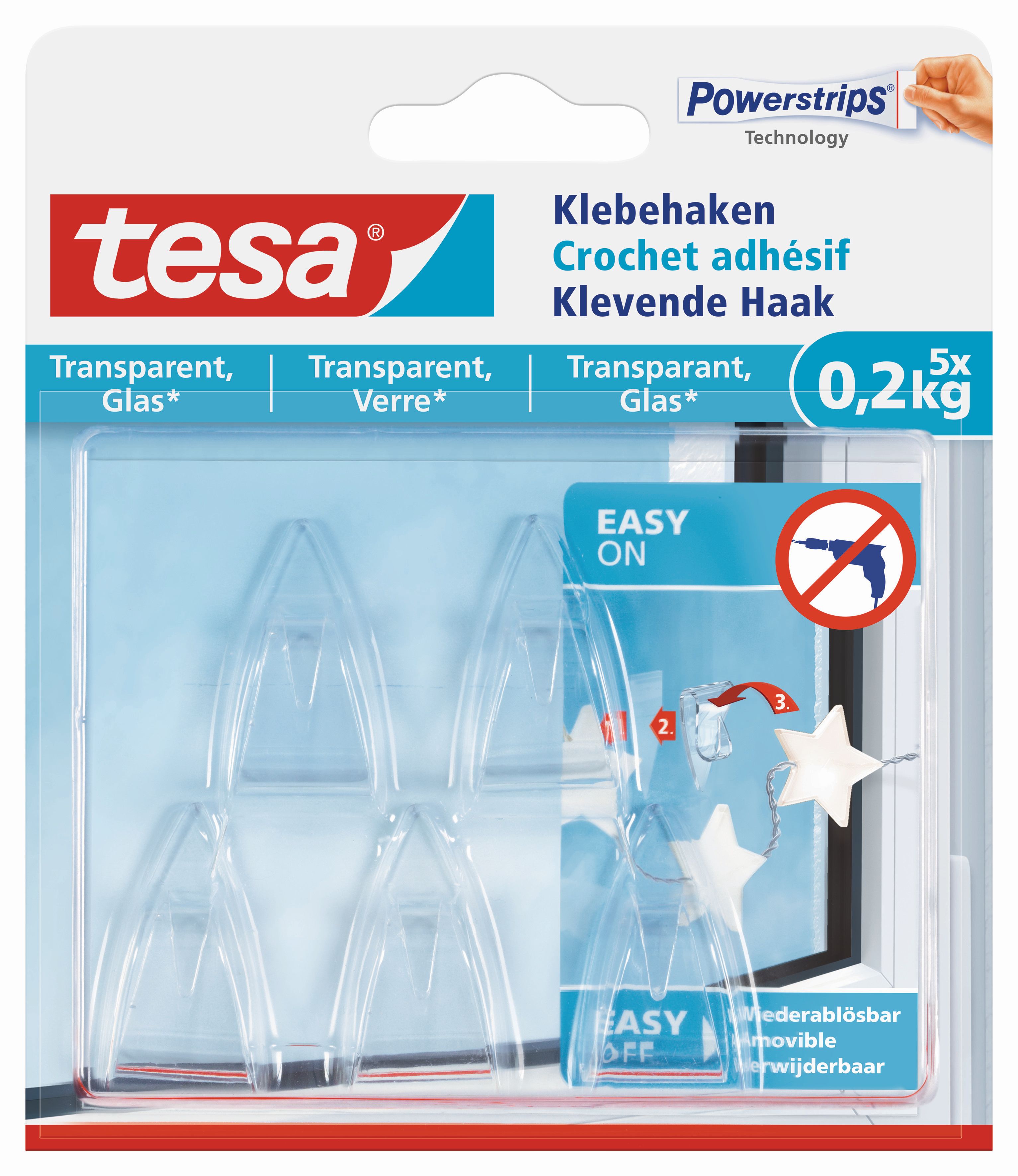 Klebehaken für transparente Oberflächen und Glas (1 kg)