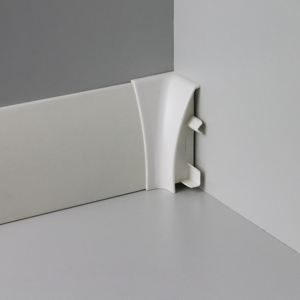 Innenecke Kunststoff für Rundsockelleiste Weiß Profil 16x58 mm
